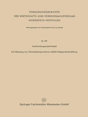 cover image of Die Messung von Gewebetemperaturen mittels Temperaturstrahlung